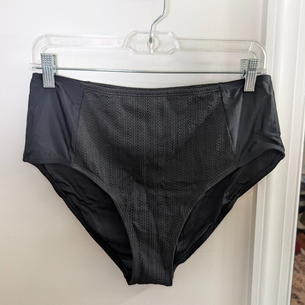 Cupshe NWT Black One-Shoulder Bikini Top & High-Waisted Bottoms Set Size L - Picture 3 of 11